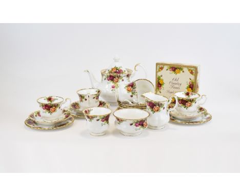 Royal Albert 'Old Country Roses' Teaset comprising teapot, 6 cups, saucers and side plates, milk jug, sugar bowl. Together wi