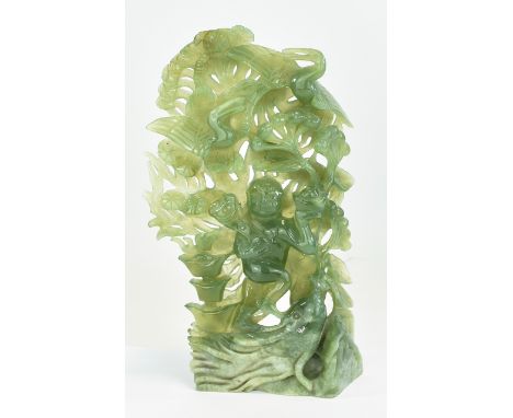A Large 20th Century Jade Sculpture - Standing. 11.5 Inches High - Please See Photo. 