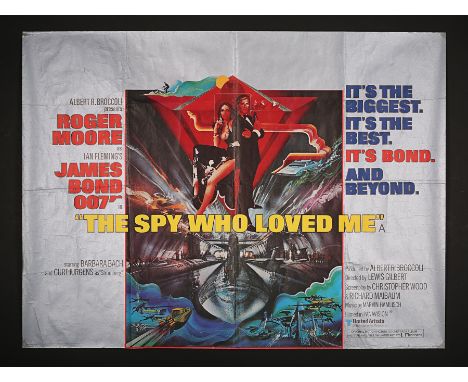 Artist: Bob PeakA UK Quad poster for the Roger Moore James Bond film "The Spy Who Loved Me" (1977), the poster featuring Artw