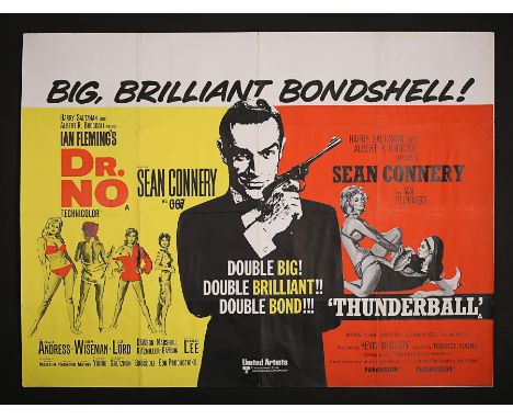 Artist: Mitchell Hooks / Robert McGinnisA scarce James Bond double-bill Quad for this pairing of "Dr No" and "Thunderball", b
