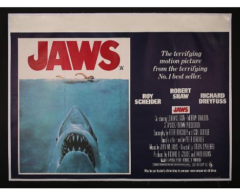 Artist: Roger KastelA simple but extremely effective poster design for the UK Quad for Steven Spielberg's "Jaws" (1975)30" x 