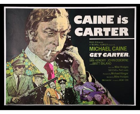 Artist: Arnaldo PutzuA Quad poster design for the 1971 thriller "Get Carter" starring Michael Caine. The unusual "flower-powe