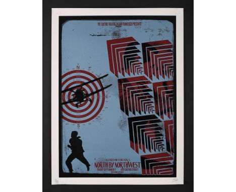 Artist: David O'DanielA silk-screened "re-imagined" poster for a special screening of Hitchcock's "North By Nortwest" at the 