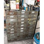 30-Drawer Cabinet W/ Contents, Hardware, Shoulder Bolts, Caphead Screws, Allen Wrenches, Etc.