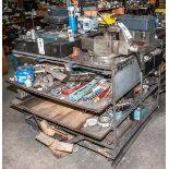 Rolling Workbench W/ Contents, Approx. 24 X 24" Granite Surface Plate, Vise Revolving Base Etc.