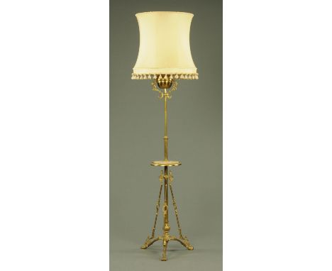 An oil lamp standard, brass and onyx, converted to electricity.