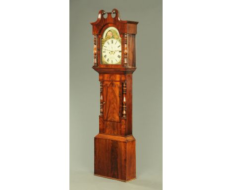 A 19th century mahogany longcase clock, with painted dial and eight day striking movement with moonphase by Thomas Allkins We