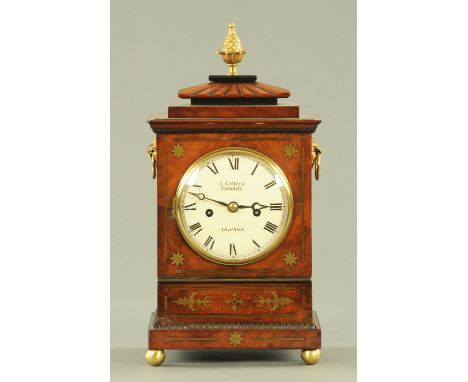 A Regency mahogany cased brass strung bracket clock by Carter Cornhill London, with two-train movement, the case with pineapp