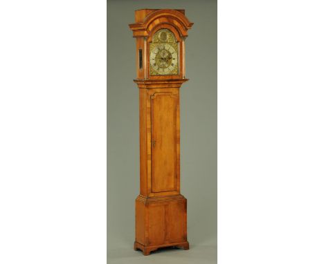 A walnut veneered longcase clock, the brass and silvered arch dial inscribed for Samuel Northcote Plymouth, the silvered dial