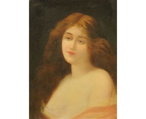 After Angelo Asti, oil on canvas, quarter length portrait of a lady.  40.5 cm x 30 cm. 