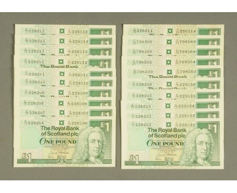 Royal Bank of Scotland - £1 sterling, portrait of Lord Ilay and verso illustration of Edinburgh castle, prefix C17 consecutiv