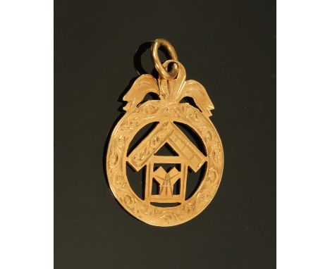A 9 ct gold Masonic fob, 3 grams. CONDITION REPORT: Other than some light surface scratches this appears to be in good order 