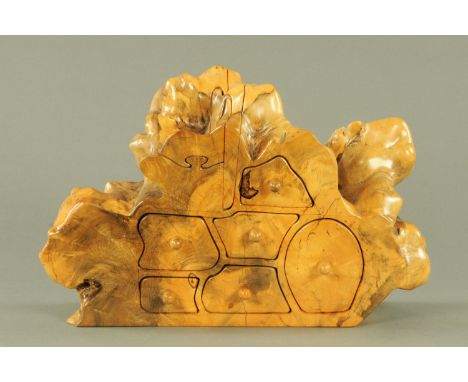 A California buckeye novelty trinket box, manufactured by Box of Trix with a series of novelty shaped and hidden drawers.  Wi