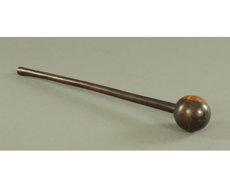 An African hardwood knobkerrie, late 19th century, of typical form.  61 cm.