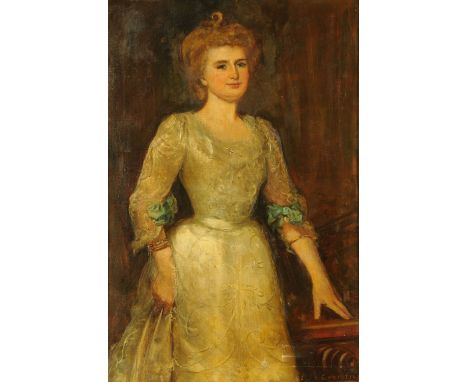 E Christie, oil on canvas portrait of a lady, late 19th century.  105 cm x 69 cm, framed.