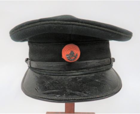 Liverpool Rifles Officer's Dress Cap dark green crown and body with green piping. &nbsp;Dark green mohair band. &nbsp;Black p