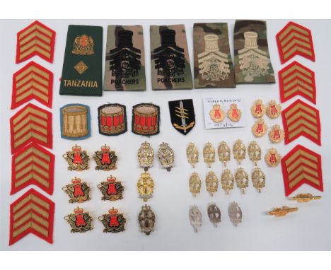 Modern Military Badges Including Clothcloth includes bullion embroidery Drummer arm badge ... Gilt braid chevrons on red felt