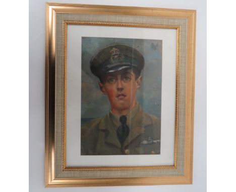 Oil On Board Painting of an RAF Officer Circa 1918head and shoulders portrait showing a Royal Air Force pilot in first patter