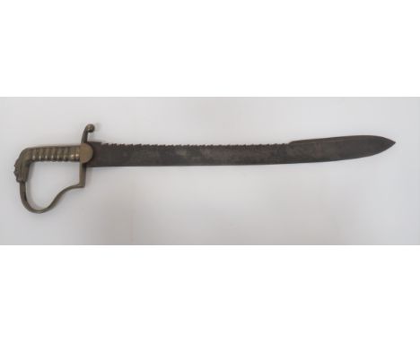 Rare Napoleonic War Period Pioneer's Sword22 inch, single edged blade widening towards the double edged point.  Rear sawback 