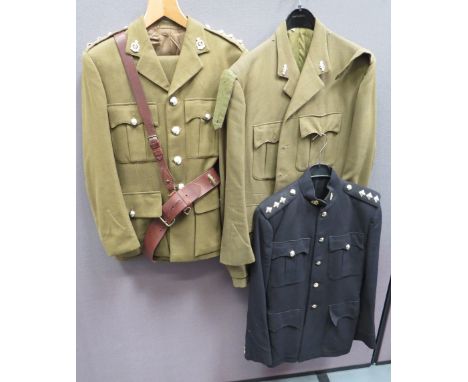 Selection of Post 1953 Officer Uniformsconsisting 2 x khaki, service dress jackets.  One with silvered and gilt, QC RAMC coll