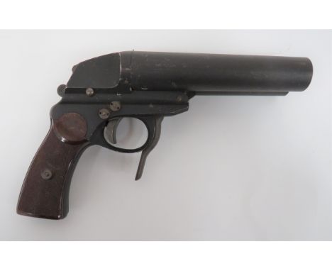 Rare Deactivated WW2 German Luftwaffe Double Barrel Flare Pistol27 mm, 6 1/2 inch, blackened alloy, double side by side barre