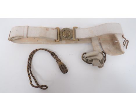 Post 1901 Senior NCO's Sword Beltwhite, buff leather belt.  The left side fixed with rubbing panel.  Sliding sword hanging lo