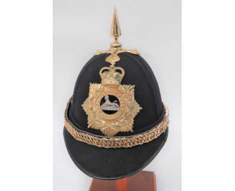 Post 1953 Gloucestershire Regiment Band Home Service Helmetblack melton cloth, four panel crown.  Rounded front peak and rear