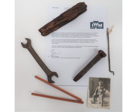 Small Selection of Japanese Itemsconsisting Burma Railway Railroad steel spike and fragment of wood sleeper (together with co