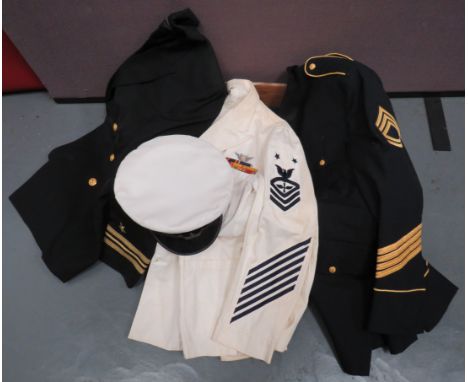 Small Selection of Various Modern American Uniformsconsisting white, summer pattern tunic.  Left arm with rank and service st