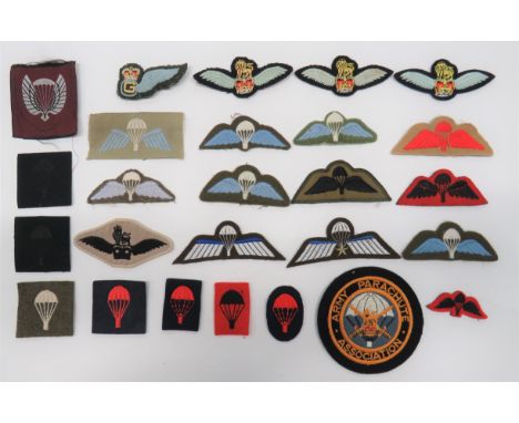 Parachute Qualification Wings and Othersvarious periods include light bulb cuff badges on different colour backing ... Embroi