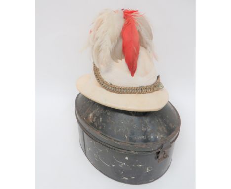 White Foreign Service Staff Officer's Helmetwhite blancoed, six panel crown, pointed peak and rounded rear brim.  Multi fold 