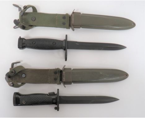 Two American Post War Bayonetsconsisting M5A1 knife bayonet.  6 1/2 inch, single edged blade with sharpened back edge point. 