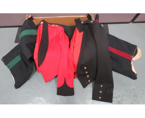 Two Corps Officers Mess Jackets and Various Overall Trousersconsisting Royal Engineers example.  Scarlet jacket with black fa