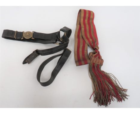 Officer's Undress Sword Belt and Dress Sashbrass, lion mask, circular buckle with plain rectangular shoulders.  Black leather