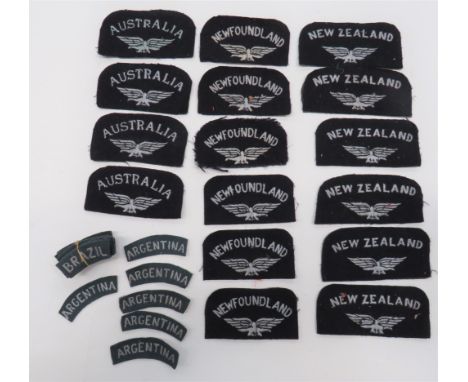 Various Air Force Nationality Titlesconsisting 6 x embroidery, light blue on grey, Argentina ... 10 x embroidery, light blue 