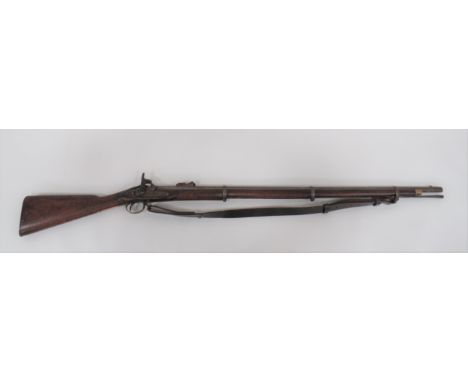 1853 Pattern Enfield Percussion Rifle16 bore, 39 inch barrel.  Rear ladder sight.  Steel lock plate with line edge engraving 