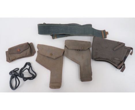 Selection of Royal Air Force Webbing Equipmentconsisting blue grey webbing holster dated 1943 ... Similar example dated 1944 