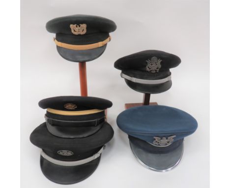 Small Selection of American Hatsconsisting US Army OR's dress cap.  Black crown and body.  Black mohair and gilt braid band. 