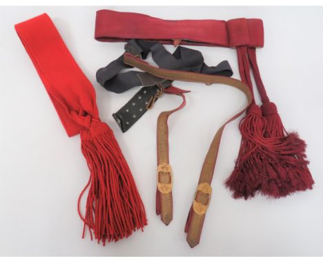 Small Selection of Various Equipmentconsisting maroon silk, waist sash with hidden buckle and two hanging tassels ... Senior 