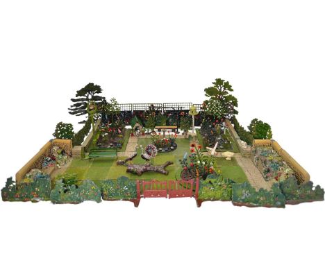 An extensive collection of Britains Miniature Garden painted lead items, c.1935, to include numerous loose flowers, fencing, 