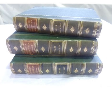 GROOME F. H.  Ordnance Gazetteer of Scotland. 3 vols. Many good plates & maps. Royal 8vo. Half green calf. Edinburgh, 1884.