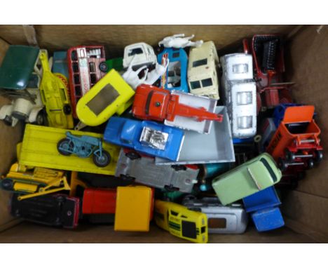 A collection of die-cast model vehicles, Matchbox, Lesney, etc., playworn 