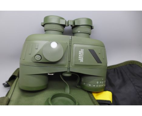 A pair of Beileshi waterproof binoculars with internal rangefinder and directional compass 