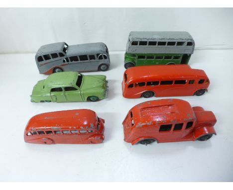 Six die-cast model vehicles, five Dinky Toys and one other 