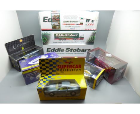 Eight die-cast model vehicles, including Eddie Stobart, boxed 