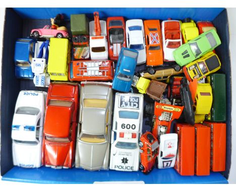 A collection of die-cast model vehicles including Corgi and Matchbox 