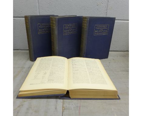 A first edition of Hutchinson's Technical and Scientific Encyclopaedia, volumes 1-4**PLEASE NOTE THIS LOT IS NOT ELIGIBLE FOR