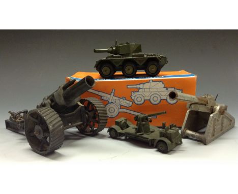 Die-cast Military vehicles- a Crescent Toys No1263 Saladin Scout Car, boxed;  a Britain's  1266 18" Heavy Howitzer - mounted 