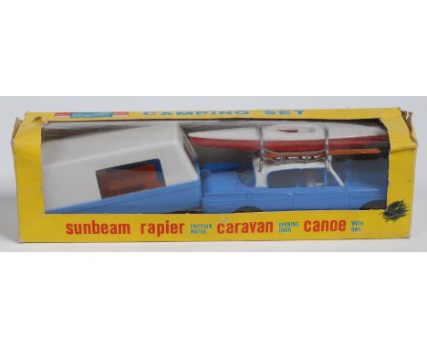 Telsalda Toys (Hong Kong) - No.25052 "Camping Set with Sunbeam Rapier and Caravan" - scarce set featuring an approximately 1/