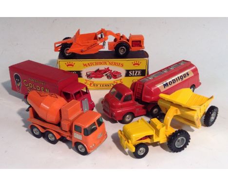 A Dinky Toys Guy Robertsons Golden Shred van; Corgi Ajor Toys Big Bedford tractor unit and Mobile gas tanker; Matchbox Kingsi